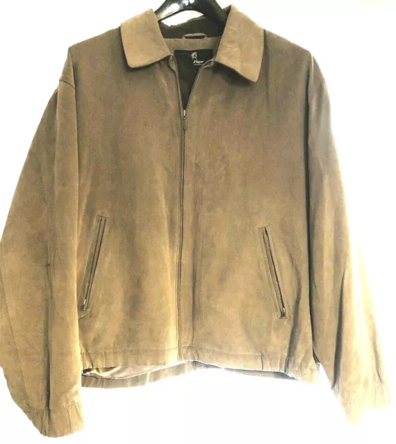 Vintage Gary Player Men's Golf Faux Suede Jacket Size M Taupe Full Zip Collar