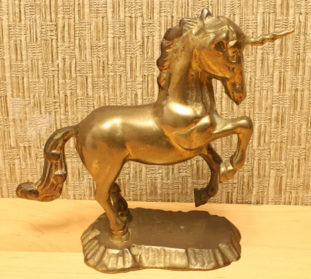 Vintage Solid Brass Unicorn 5" tall Beautiful Brass Figurine Collectible
