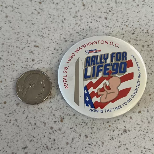 1990 Rally For Life Anti Abortion Washington DC Protest Pinback Button #45079