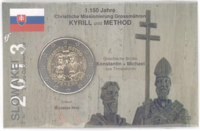 2 Euro Münze in Coincard / Infokarte Slowakei 2013 Kyrill + Method