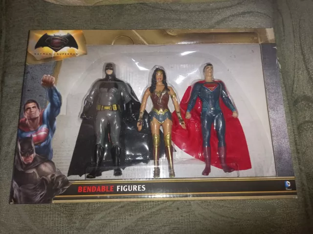 Batman V Superman 3 figure Pack Wonder Woman DC Bendable Figures (5 1/2 Inch)