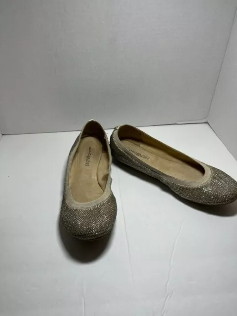 Bandolino Ballet Flat Womens 7M Gold Sequins Glitter Edition Taupe Trim