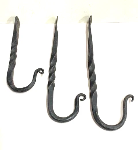 3 Achla Designs Forged Wrought Iron Hook Twisted Flower Hanger Wall Bracket