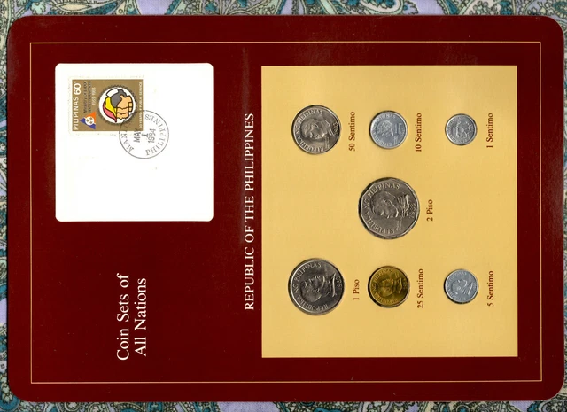 Coin Sets of All Nations Philippines w/card UNC 1983 but 25 Sentimo 1984