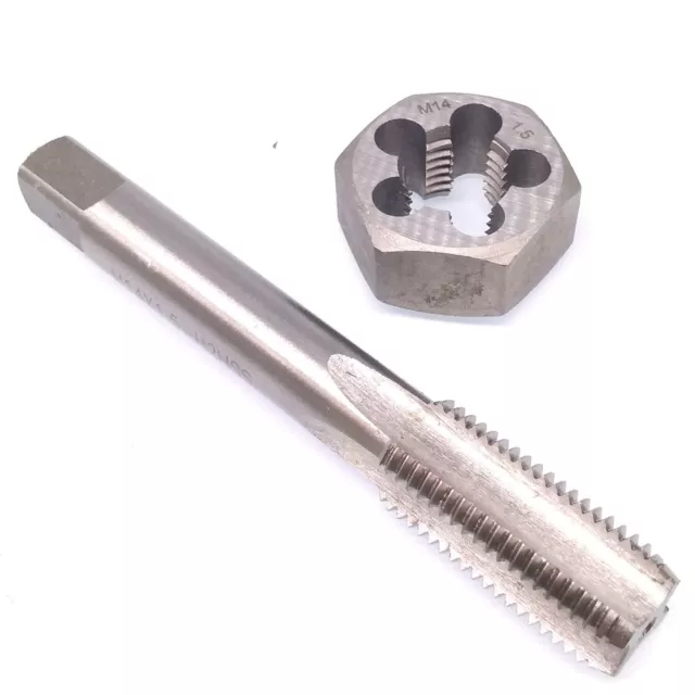 US Stock HSS M14 x 1.5mm Tap & 14x1.5mm Hexagon Die Metric Thread Right Hand Set