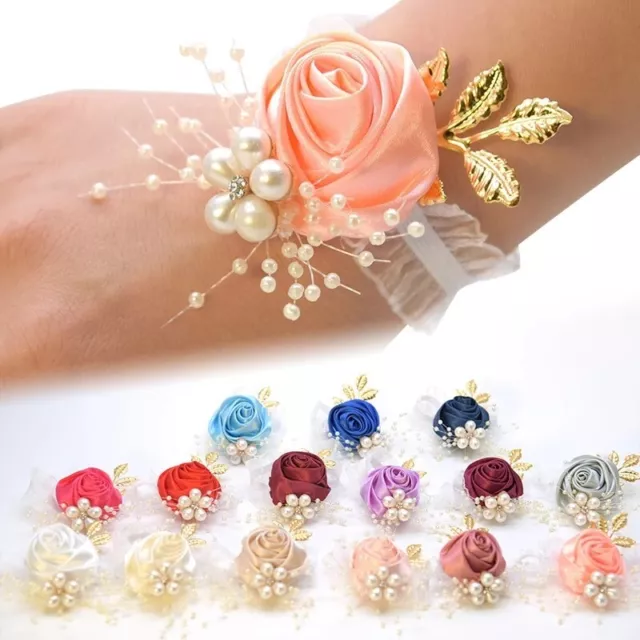 Brautjungfer Handgelenk Blume Perle Armband Wrist Corsage Hochzeit Schmuck