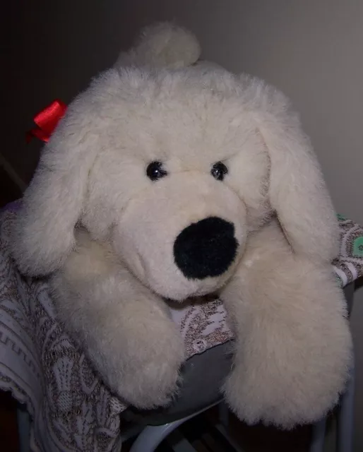 Lovely Very Soft Puppy/ Dog Wearing A Red Satin Ribbon NWOT