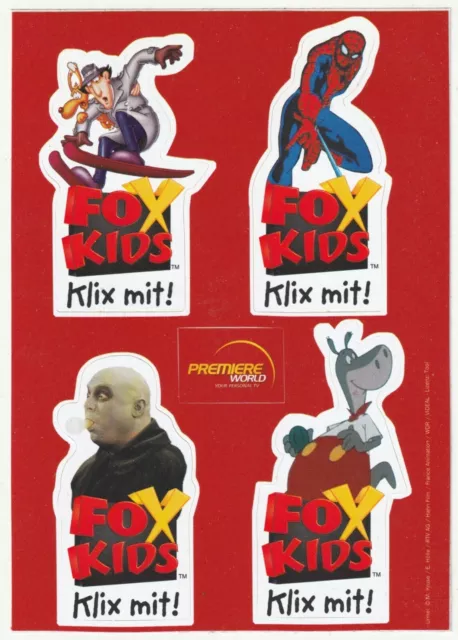 ✪ FOX KIDS - KLIX MIT!, Premiere World 2000 AUFKLEBER/STICKER NEU