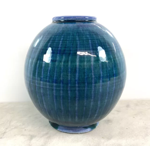 Cliff Bermo Welsh Studio Pottery Vase Blue Green