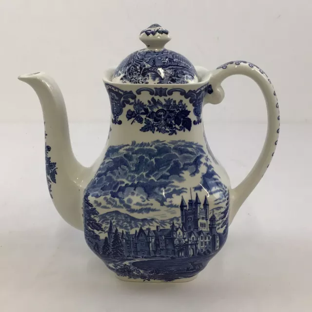 Enoch Wedgwood Coffee Pot Royal Homes Of Britain Blue White Ceramic Balmoral