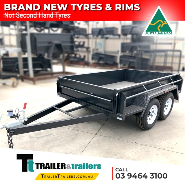 9x5 TANDEM AXLE BOX TRAILER | FULL CHECKERPLATE | 15" HIGH SIDES + NEW WHEELS