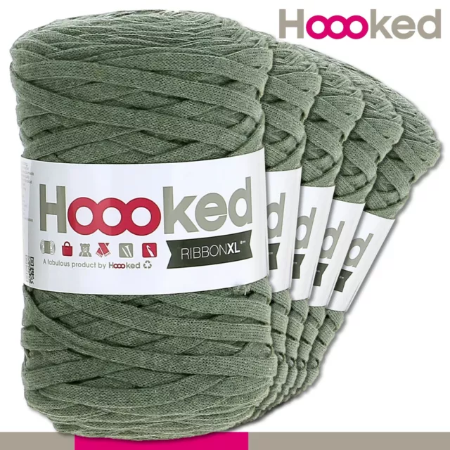 Hoooked 5 x 120 M Ribbon XL Premium Fil Textile Dried Herbe Fil Ruban Crochet