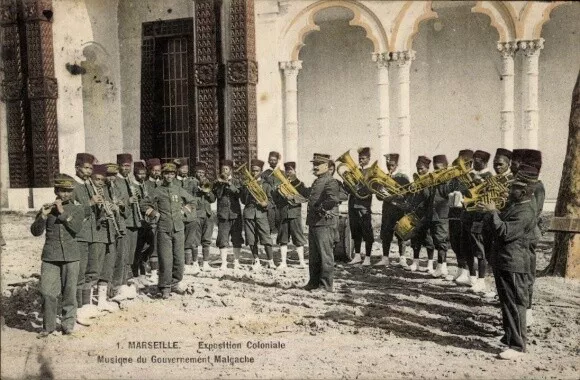 Ak Marseille Bouches du Rhône, Exposition Coloniale, Musique du... - 4267304