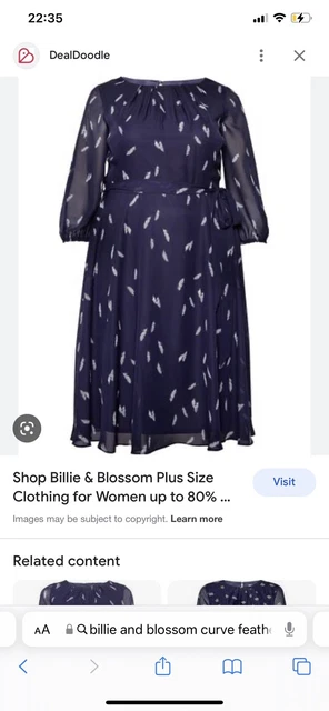 BILLIE BLOSSOM Curve Feather Print Dress UK Size 20 7.50 PicClick UK
