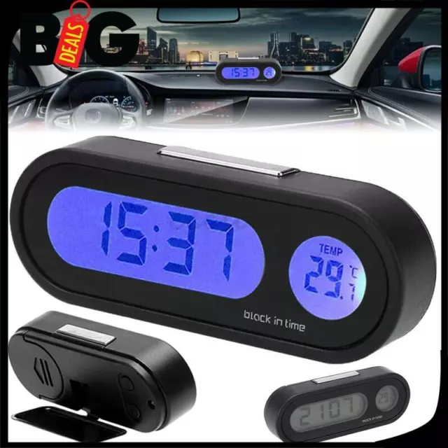 Q94C Digital Auto Uhr Temperatur Thermometer 2in1 LCD Display Klimaanlag Lüftung