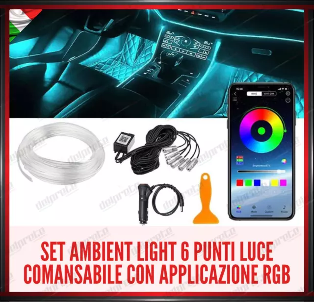 STRISCIA LED AMBIENT Light Per Auto Interni Rgb Multicolore 6 Metri Comando  App EUR 39,99 - PicClick IT