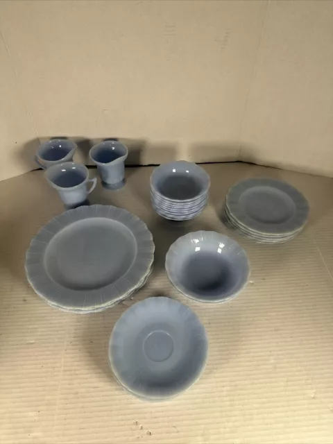 Vintage Pyrex Blue Delphite Pie Crust Edge, 1940's and 50's  Collection 29 piece