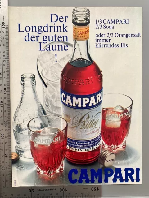 Campari Longdrink der guten Laune Original Vintage Werbung 1970 Reklame advert