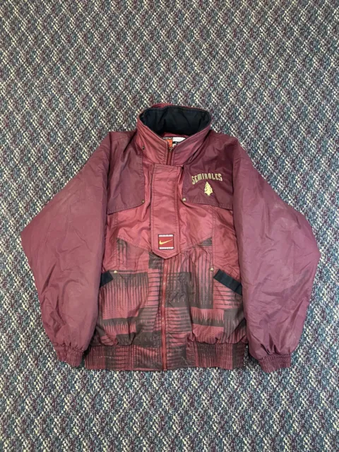 VTG FSU Seminoles Nike Puffer Jacket Florida State Men's Small Vintage FLAWS