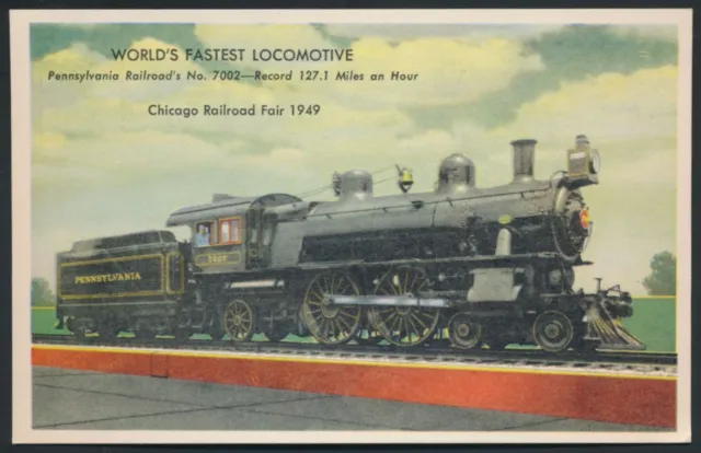World's Fastest Locomotive Chicago Railroad Fair 1949 Postcard (unused) *D11