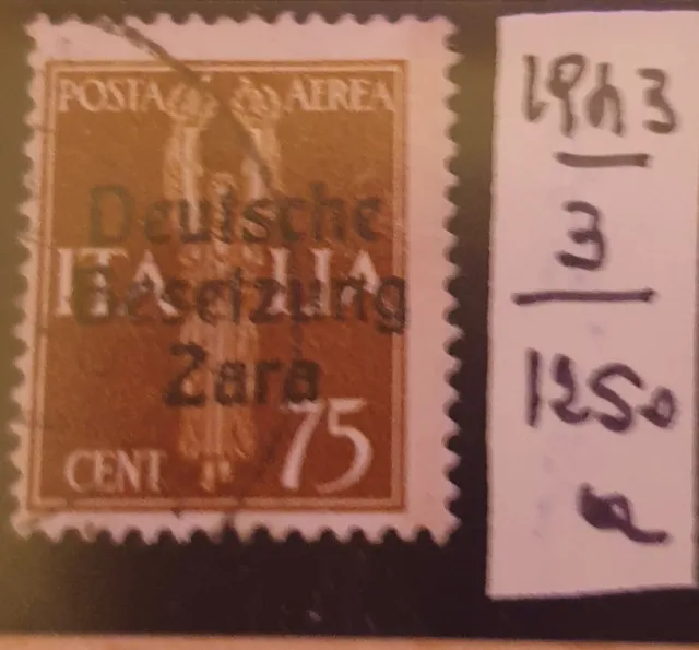 Francobollo Italia 1943. Occupazione Tedesca di Zara. Posta aerea cent.75