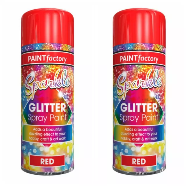 2x Mehrzweck Rot Glitzer Effekt Funkeln Schimmern Metallic Sprühfarbe