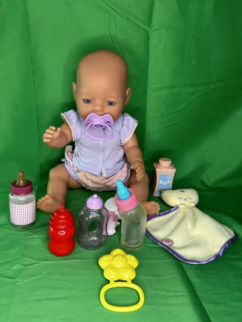 Zapf Creations Baby Doll Drink Wet Doll 2006 Blue Eyes 16” W/accesories