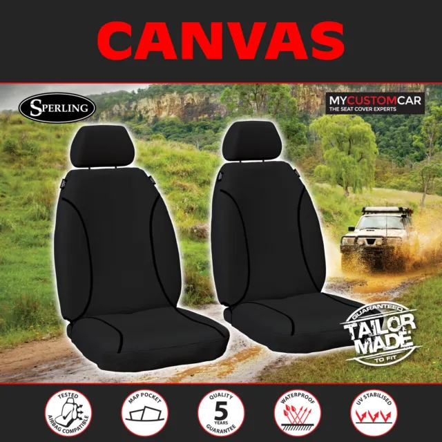 Nissan Patrol GU Y61 ST Ute 1999-2017 Canvas Black Custom FRONT Seat Covers