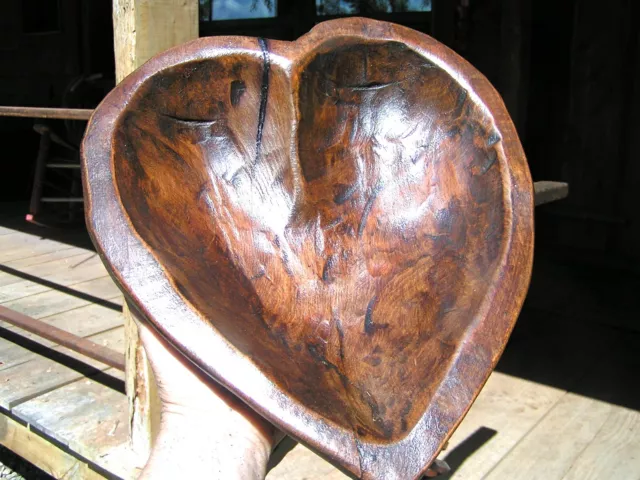 X LARGE Hand carved wooden heart shaped dough bowl 2209 DISCOUNTED