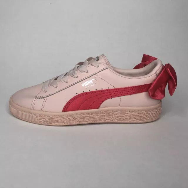 Mädchen PUMA KORB lässig rosa Schnürschuhe mit rosa Schleife Größe UK 2