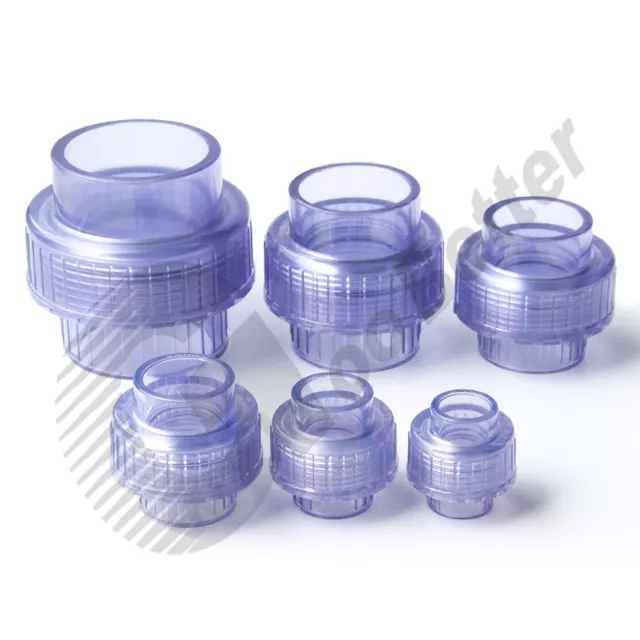 Transparent PVC-U Union Straight Connectors Φ20mm~Φ63mm Female Socket Connect