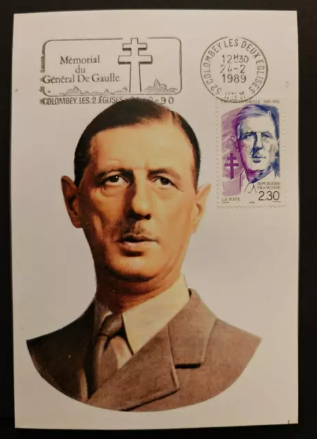 RARE à SAISIR 15/50 CARTE MAXIMUM 1er jour Général DE GAULLE Double date