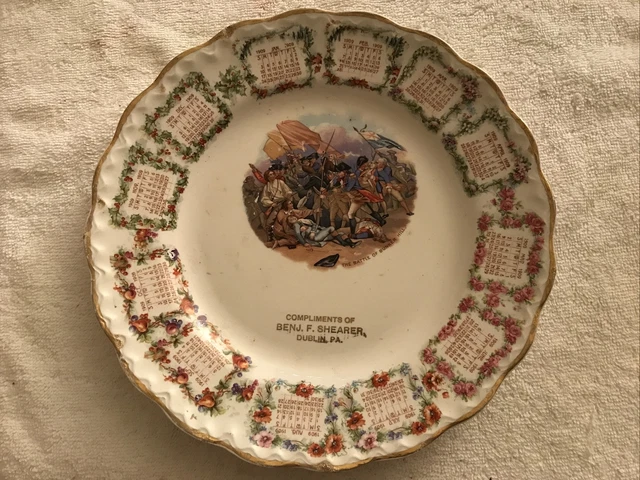 1909 Benjamin F. Shearer Vintage Calendar Plate, Dublin, Pennsylvania