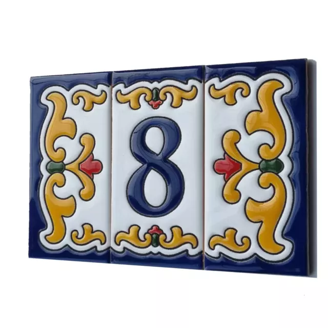 Authentic 11 x 5.4 cm Malaga Hand-Painted Ceramic Spanish Address Number Tiles
