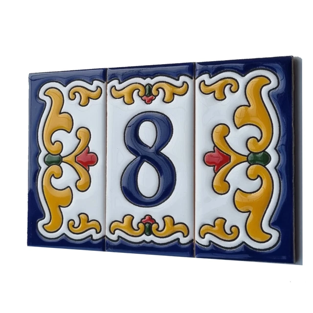 Authentic 11 x 5.4 cm Malaga Hand-Painted Ceramic Spanish Address Number Tiles