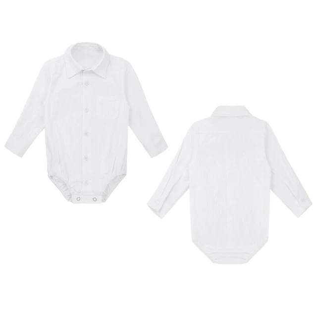 Camicia da gentiluomo neonato neonato maniche lunghe manica lunga body per festa di matrimonio