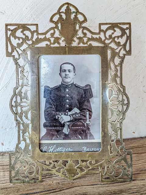 VERY NICE FRENCH ANTIQUE XIX th. C. BRASS PICTURE FRAME NAPOLEON III STYLE