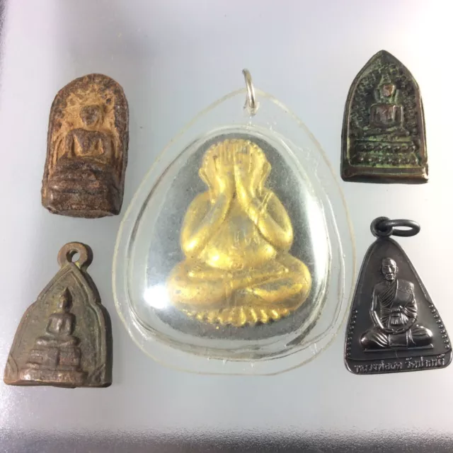5 THAI AMULET Old Coins Pendant Lucky Phra Coin Money Wealth Rich Magic Power e5