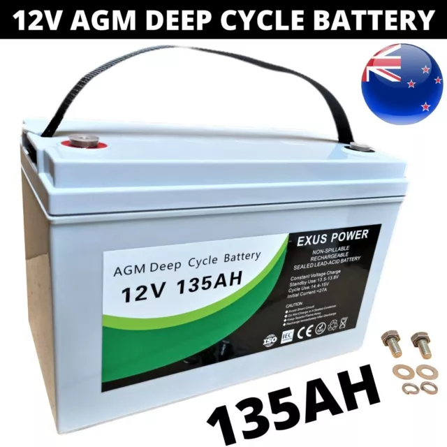 135Ah AGM Deep Cycle Battery 12V SLA Fridge Solar Power Camping Marine Sealed