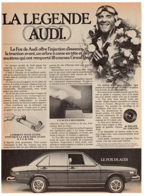 1975 AUDI Fox Vintage Original Print AD | Sedan 4-door car photo French Canada
