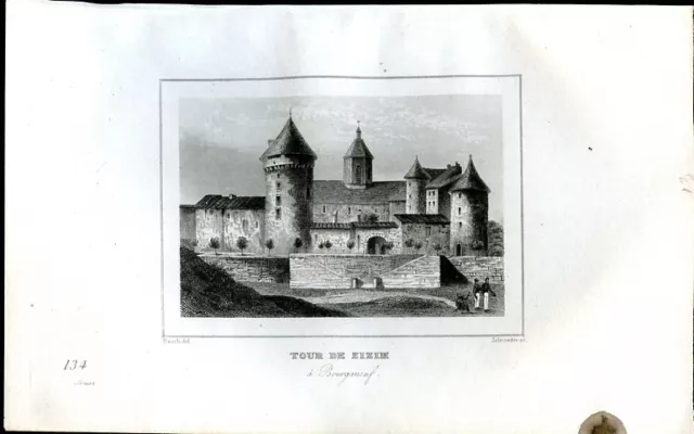 Creuse, tour de Zizim, à Bourganeuf ........gravure 1838