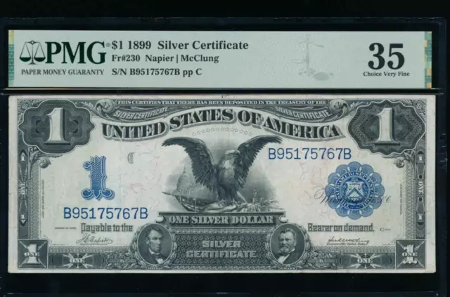 AC Fr 230 1899 $1 Silver Certificate PMG 35 BLACK EAGLE