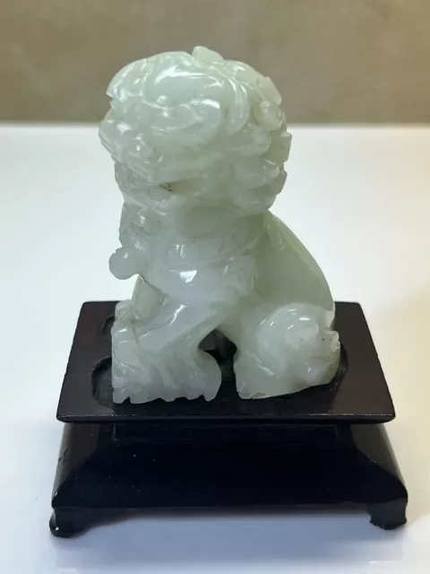 CHINESE Export CARVED GREEN JADEITE JADE FOO LION DRAGON DOG FIGURINE Statue