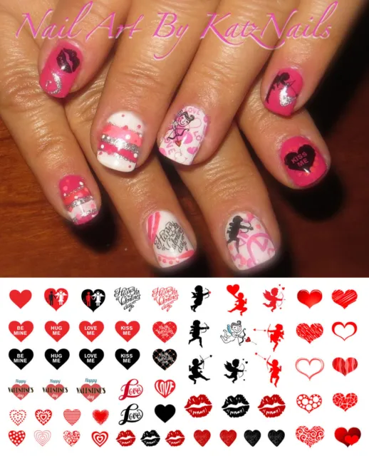 Valentines Day Heart Assortment Nail Art Waterslide Decals - Salon Quality!