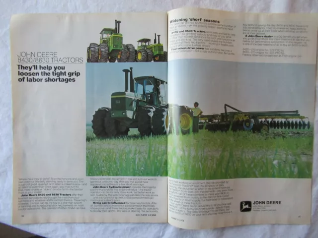 John Deere 8430 8630 Tractor  Print AD 2 pages 1978