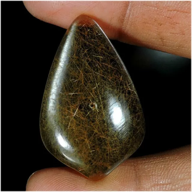 32.20 Cts Natural Rutile Quartz Loose Gemstone Oval Cabochon 38x24x6 mm