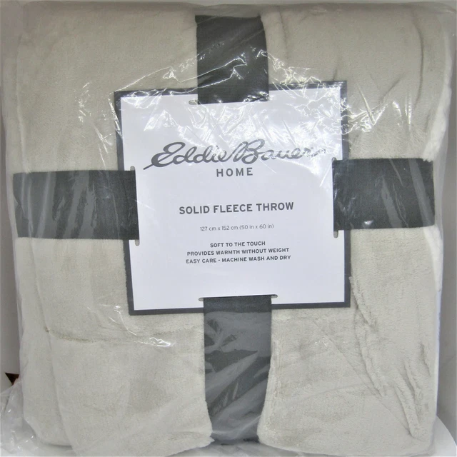 Eddie Bauer Solid Fleece Throw, 50" X 60".  Biege.