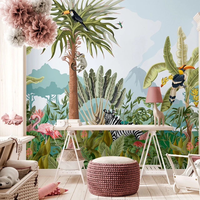 PAPIER PEINT PANORAMIQUE jungle préencollé animaux sauvages H 250 x L ...