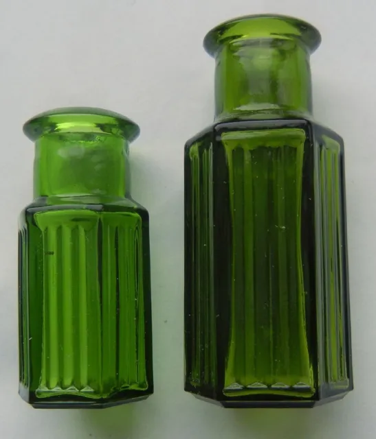Pair of 1 & 2 dram hexagonal poison bottles c1920's