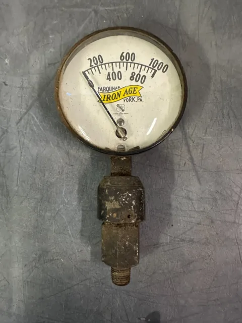 Rare Antique 1,000 psi Air GAUGE Farquhar IRON AGE York, PA ASU124 vintage